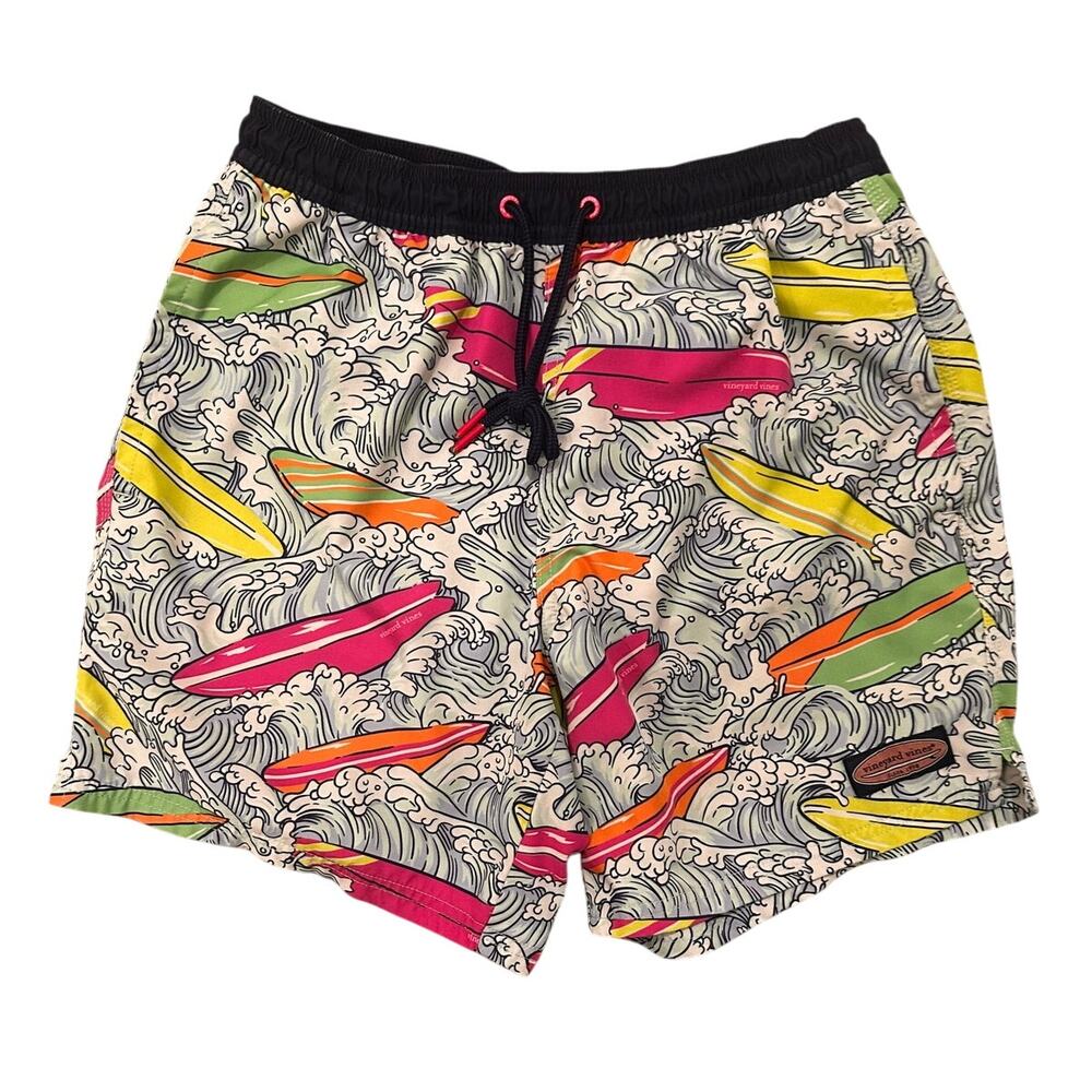 Vineyard Vines Men's Surfboard Waves Surfing Chappy Swim Trunks, S